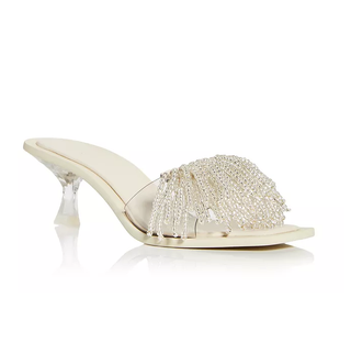 Cult Gaia Uma Kitten Heel Embellished Slide Sandals White Women's 36.5/ U 6.5