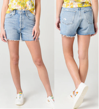 Agolde Dee Super High-Rise Distressed Denim Jean Shorts Chimes Women's Size 26
