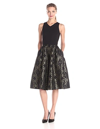 Ted Baker Flamie Jacquard Fit & Flare Midi Ballerina Dress Black Women's Size 2