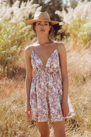 NWT Cousin The Label Floral Linen Sleeveless Fit & Flare Dress White/Purple S