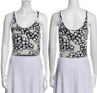 3.1 Phillip Lim Floral Jacquard Sleeveless Crop Tank Top Black/White Women's XS