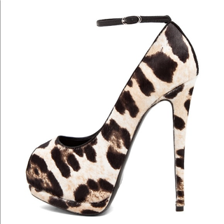 Giuseppe Zanotti Ponyhair Leopard Print Peep Toe Platform Pumps Multi 39 / 8.5