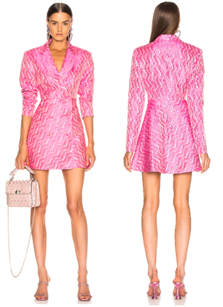 Rotate Long Sleeve Double Breasted Mini Blazer Dress Pink Carnation Women Size 4
