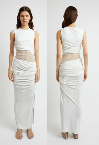 Christopher Esber Boketto Sleeveless Ruched Column Maxi Dress White Women's S