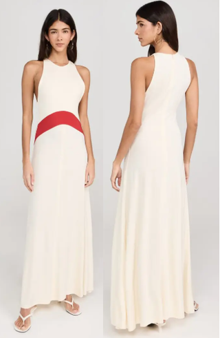 Solid and Striped x Sofia Richie Grainge Jonati Maxi Dress Cream Red Women Small