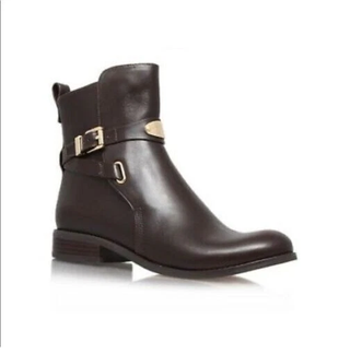 NWOT Michael Kors Arley Leather Ankle Western Boot with Gold-Tone Chocolate US 7