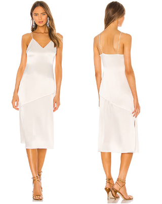 NWT Alice & Olivia Kayla Seamed Satin Sleeveless Midi Slip Dress Cream Womens 14