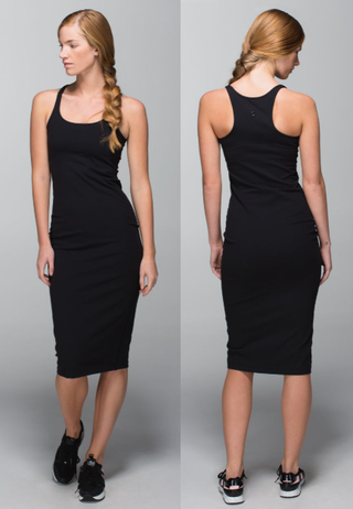 Lululemon Refresher Racerback Sleeveless Bodycon Midi Dress Black Women's Size 8