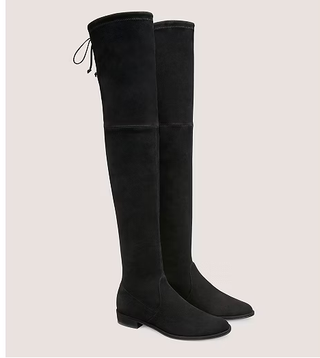 Stuart Weitzman Lowland Suede Pull On Over-The-Knee Boots Black Womens Size US 9