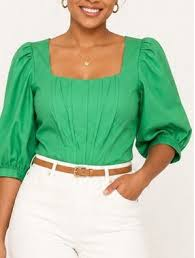 Jason Wu Puff Sleeve Square Neck Peasant Corset Blouse Top Green Women's Small