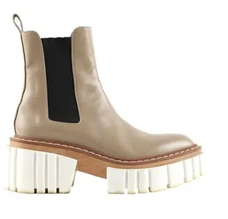 Stella McCartney Emilie Faux-Leather Platform Chelsea Boots Beige Women's EU 40