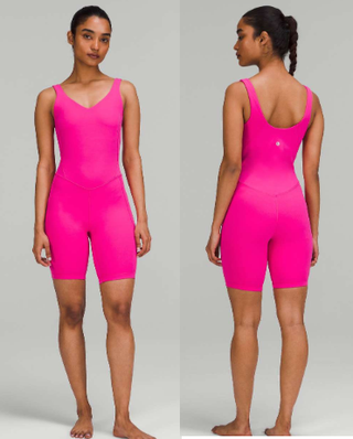 NWT Lululemon Align Romper Bodysuit 8" Built-In Shelf Bra Sonic Pink Women's 4