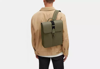 Coach Blaine Refined Pebble Leather Preppy School Backpack Gunmetal/Olive Drab