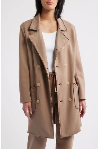 Frank & Eileen Tipperary Knit Notch Lapel Double-Breasted Trench Coat Toasted M