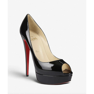 Christian Louboutin Lady Peep 150 Patent Leather Platform Pumps Black EU 38.5
