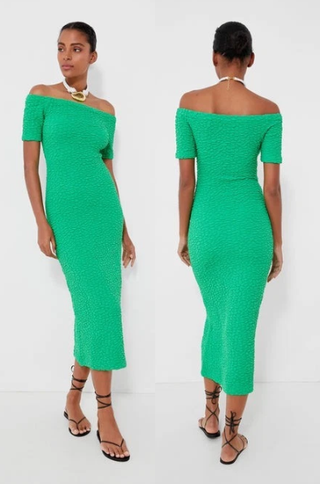 Baum Und Pferdgarten Juju Off Shoulder Bodycon Midi Dress Fern Green Women's M