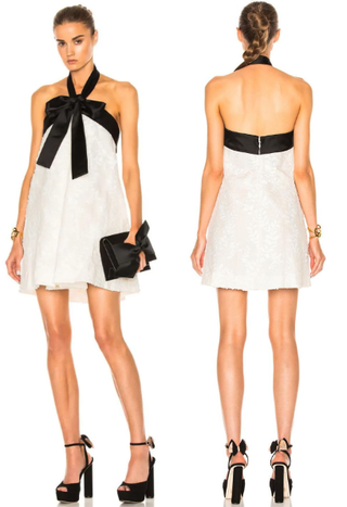 Zimmermann Winsome Suspend Bow Mini Dress Pearl White Black Women's Size 2