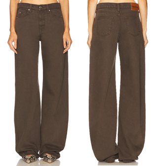 NWT GRLFRND Austen Low Rise Curve Wide Leg Jeans Cedar Brown Womens Size 28