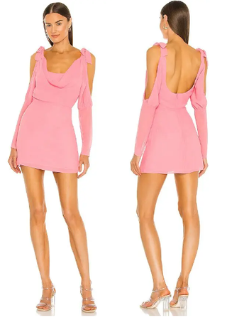 Majorelle Leigh Cold Shoulder Cowl Neck Bodycon Mini Dress Pink Women's Medium