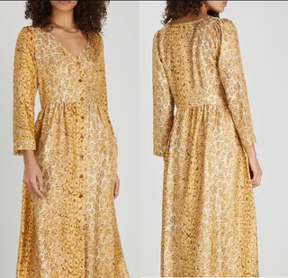 La Prestic Ouiston Cristo Leopard-Print Silk A-Line Midi Dress Tan/Cream Womens 0