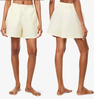 NWT Lounge 100% Cotton Striped Pull On Boxer Shorts Yellow Women's Size 10