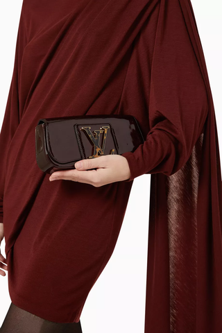 Louis Vuitton Amarante Vernis Leather Sobe Clutch Purse Handbag Burgundy