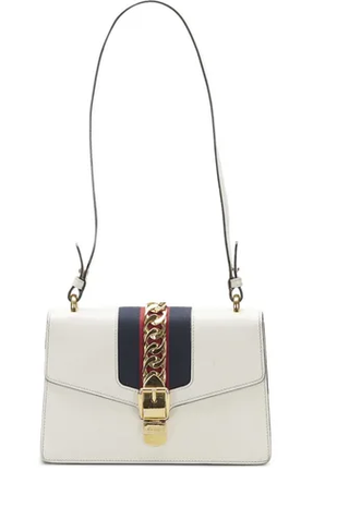 Gucci Large Sylvie 1969 Leather Handbag with Removable Strap White