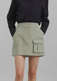 NWT The Frankie Shop Malia High Waisted Cargo Mini Skirt Khaki Women's Medium