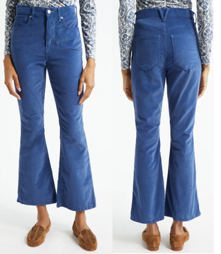 NWOT Veronica Beard Carson Corduroy High Rise Ankle Flare Bootcut Pants Blue 28