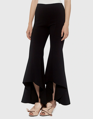 Alexis Jonah Satin High Waisted Ruffled Flare Pants Black Women's Size Small