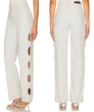 NWT IRO Paris Joce Side Cut Out Straight Jeans Dirty White Women's 36 FR / 4 US