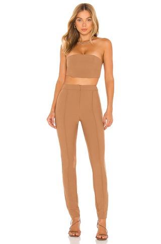 superdown Luciana Pant Set; Cropped Top & Trouser Pants Toffee Women's Medium