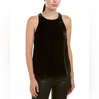 Joie Sleeveless Scoop Neck Racerback Velvet Tank Top Black Women's Size Small