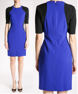 NWT Stella McCartney Anita Contour Colorblock Sheath Dress Blue Black Women 42/6