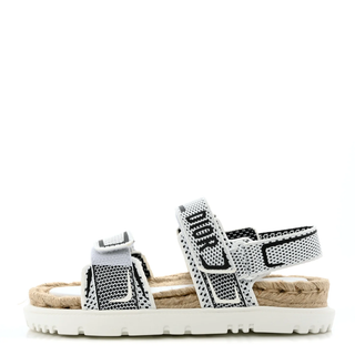 Dior Technical Knit Jute Dioract 10mm Slingback Sandals White Black Womens EU 39