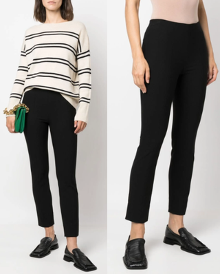 Vince Jersey Ponte Knit Mid-Rise Slim-Fit Pull-On Trousers Black Women's Size S