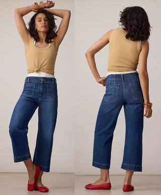 Maeve by Anthropologie The Colette High Waisted Cropped Wide-Leg Jeans Blue 29