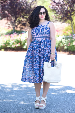 Taylor Foral Print Sleeveless Smocked Midi Tank Dress Blue/Pink Women's Size 2