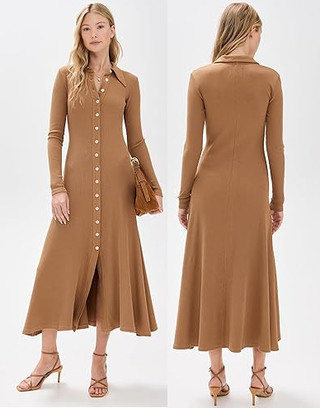 Citizens of Humanity Gila Long Sleeve Midi Polo Sweater Dress Marcona Women's M
