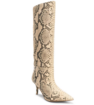 Yeezy Season 7 Python Embossed Knee High Boots Natural Roccia Mesa Womens EU 39