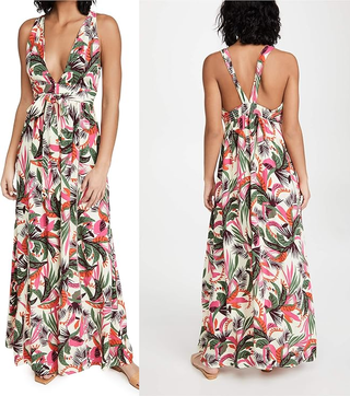 Maaji "Amazonia Glaring" Floral Sleeveless V-Neck Maxi Dress Multi Women's Small