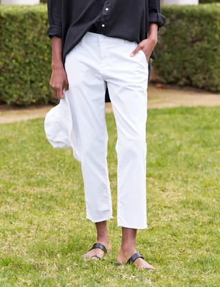 Frank & Eileen Wicklow Italian Performance Twill Crop Chino Pants White Womens 2