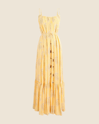 NWT J. Crew Caspia Striped Crepe De Chine Tiered Sleeveless Maxi Dress Yellow S