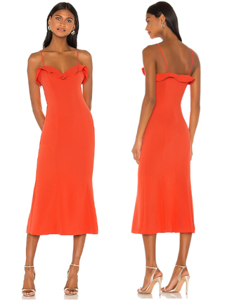 NWT Likely Johnna Sleeveless Ruffle Trim A-line Midi Dress Fiesta Womens Size 0