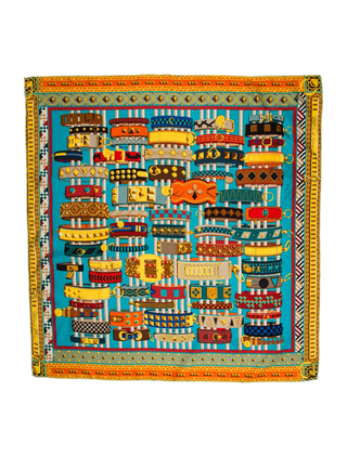 NWT Hermes "Colliers de Chiens" 100% Silk Square Scarf Multicolor Size 90