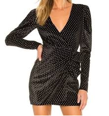 House of Harlow X Revolve Andrada Faux Wrap Mini Dress Black Womens Size XS