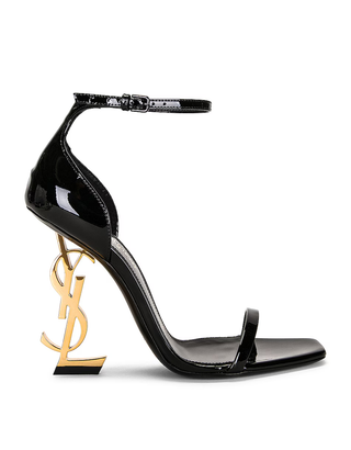 Saint Laurent Patent Vernice Opyum 110 Heel Sandals Chiffon/Oro Antico Nero 38.5