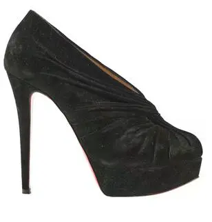 Christian Louboutin Manchon Suede Almond Toe Platform Pumps Black Womens 37