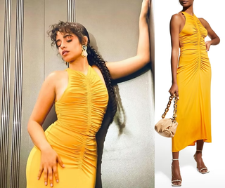 A.L.C. Adrienne Sleeveless Ruched Crop Tank Top Mustard Yellow Women's Size XS