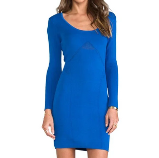 Cut25 by Yigal Azrouël Mesh Cutout Knit Mini Sheath Dress Blue Women's Size S